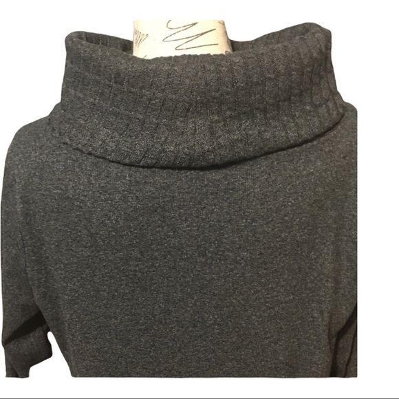Raffaella Charcoal Tweed Cowl Neck Sweater Casual Cozy Cotton Blend Ribbed Knit - Picture 6 of 6